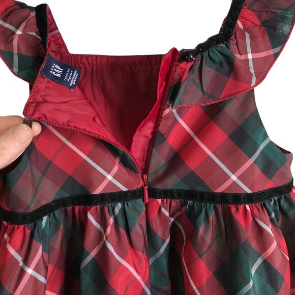 Baby Gap Dress Girls Toddler Sz 4+ Red Tartan Plaid Christmas Holiday Sleeveless - Picture 4 of 9